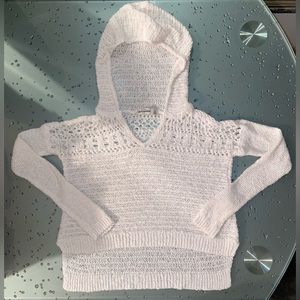 Abercrombie Kids Girls Hoodie Knit Long Sleeve High Low Ivory Sweater Size M